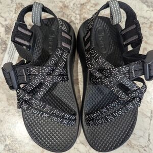 Chaco Black and Gray Strappy Sandals